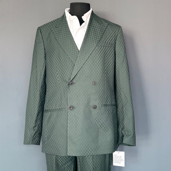 New w tags | ASOS Design Double Breasted Green Checkerboard Suit | 40R 32x30 | - Picture 2 of 16